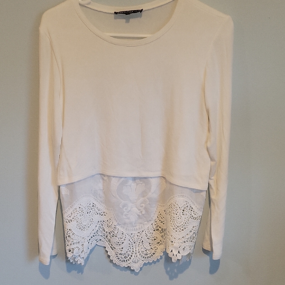 Generation Love Cream Embellished Crop Blouse